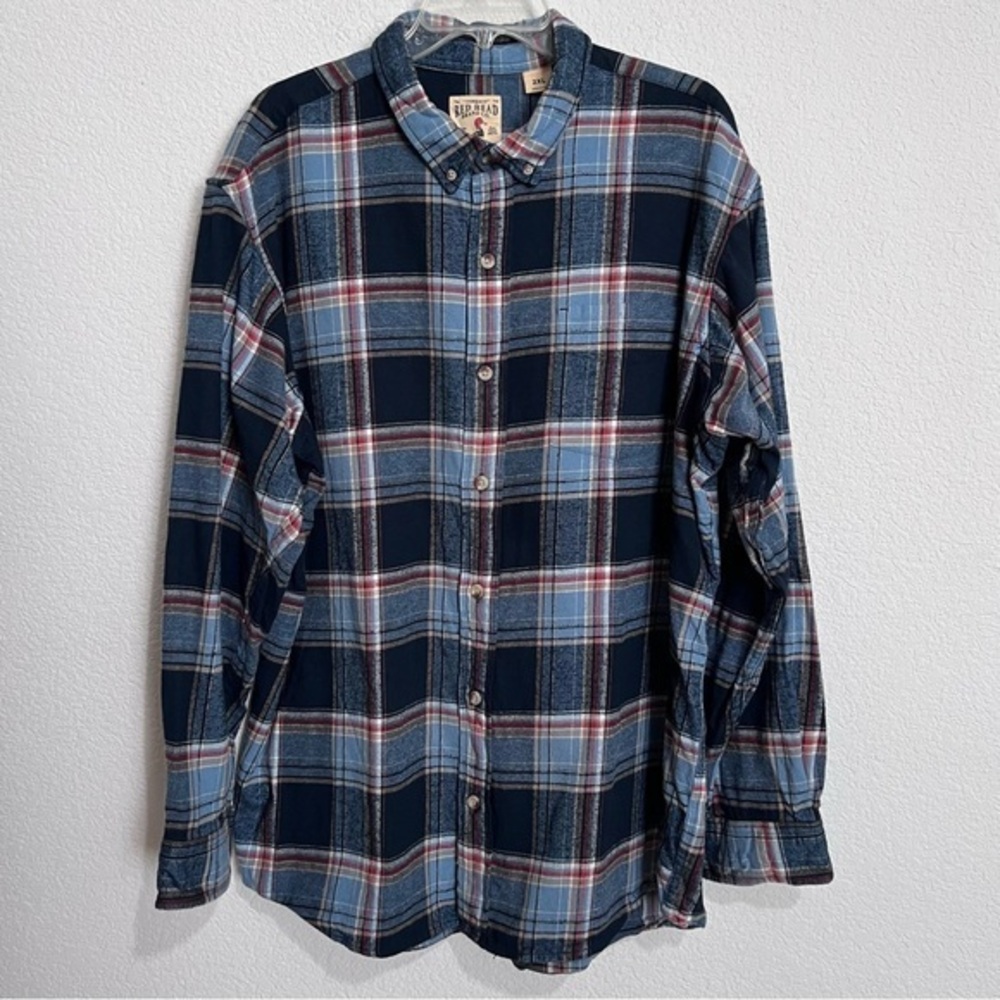 RedHead Brand Co. Blue Plaid Heavyweight Flannel Button Down Casual Shirt 2XL